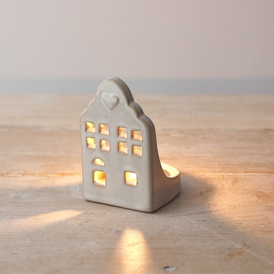 Natural T-Light House Heart, 8.5Cm