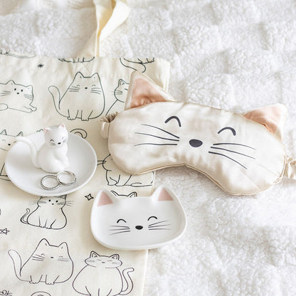 Sitting White Cat Face Trinket Dish
