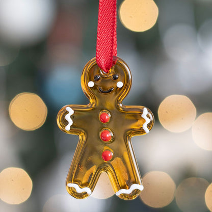 Glass Gingerbread Man Hanging Ornaments