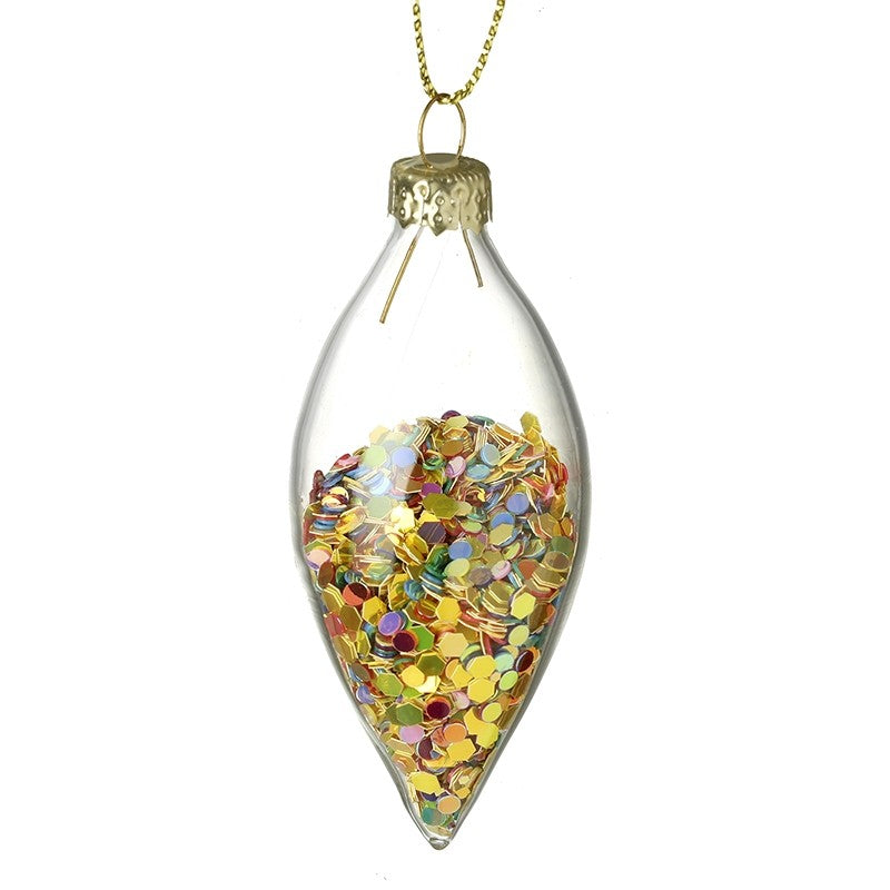 Multi Coloured Sequin Inside Oval Bauble