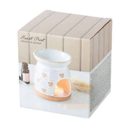 Beige Heart Print Oil Burner