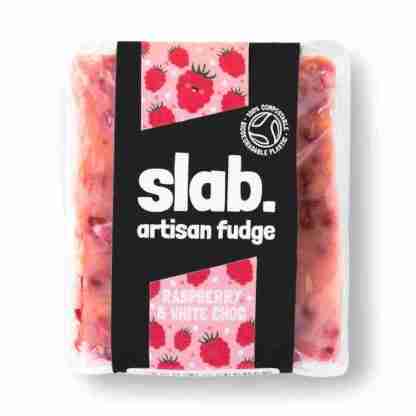 Raspberry & White Choc Fudge Slab