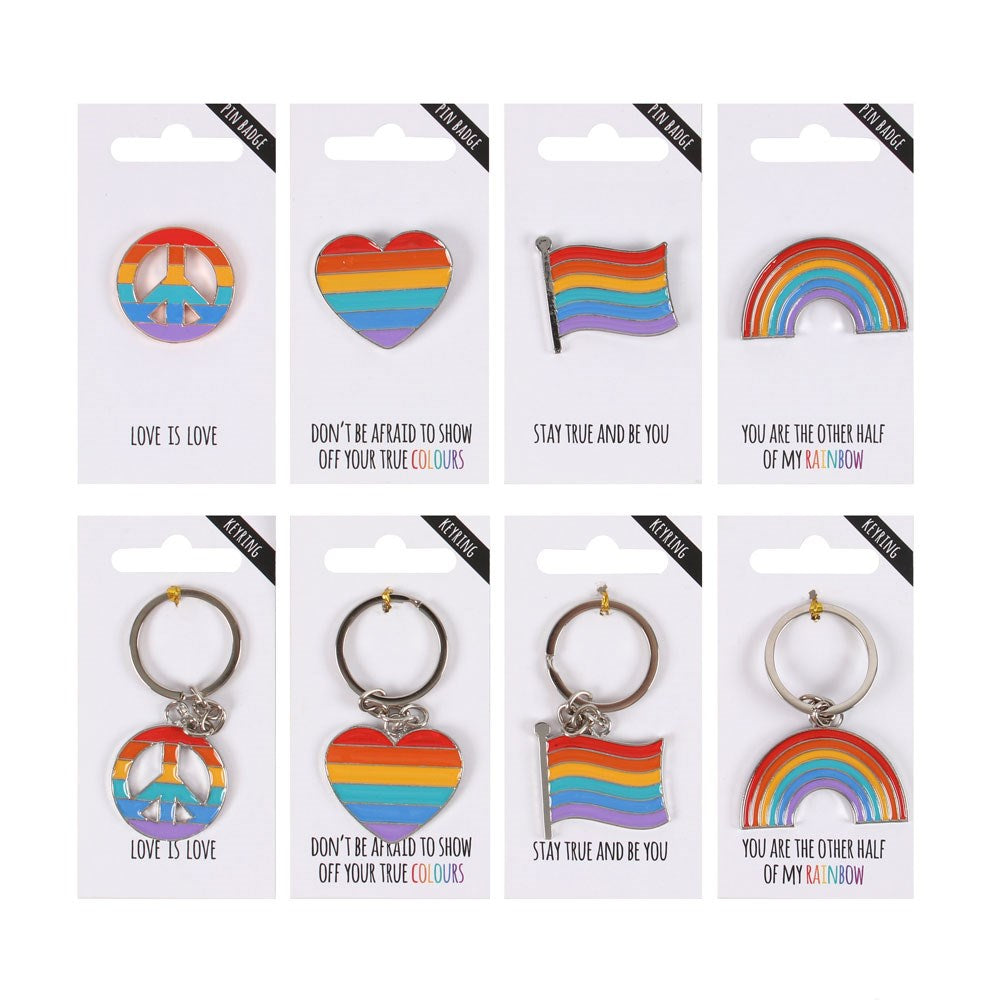 Pride Rainbow Pins And Keyrings