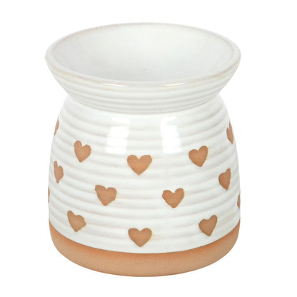 Beige Heart Print Oil Burner