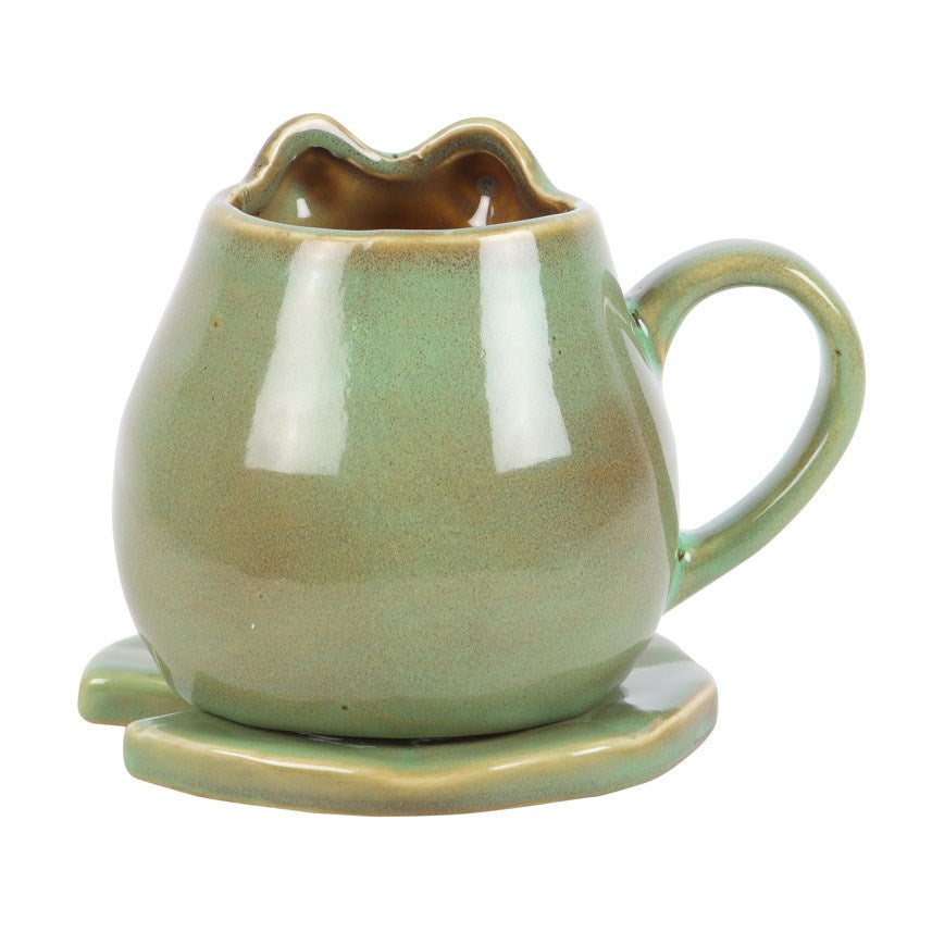 Frog Shaped Mug And Lily Pad Saucer