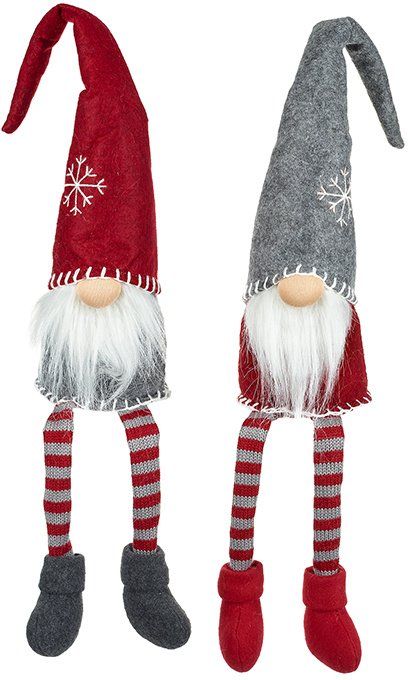 Mélange de Gnomes rouges et gris à longues pattes, 58 cm