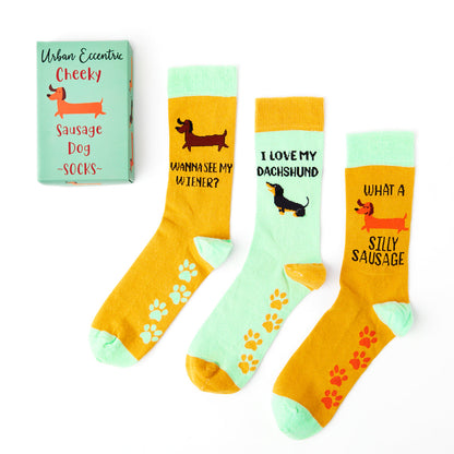 Unisex Cheeky Sausage Dog Gift Box Socks