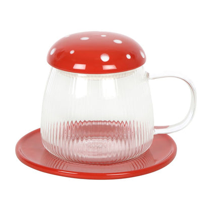 Tasse champignon grise avec couvercle 