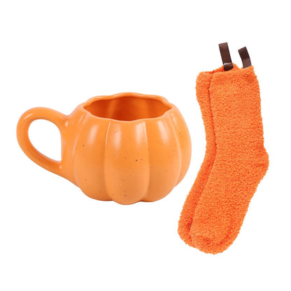 Pumpkin Shaped Mug And Socks Set