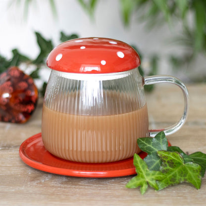 Tasse champignon grise avec couvercle 