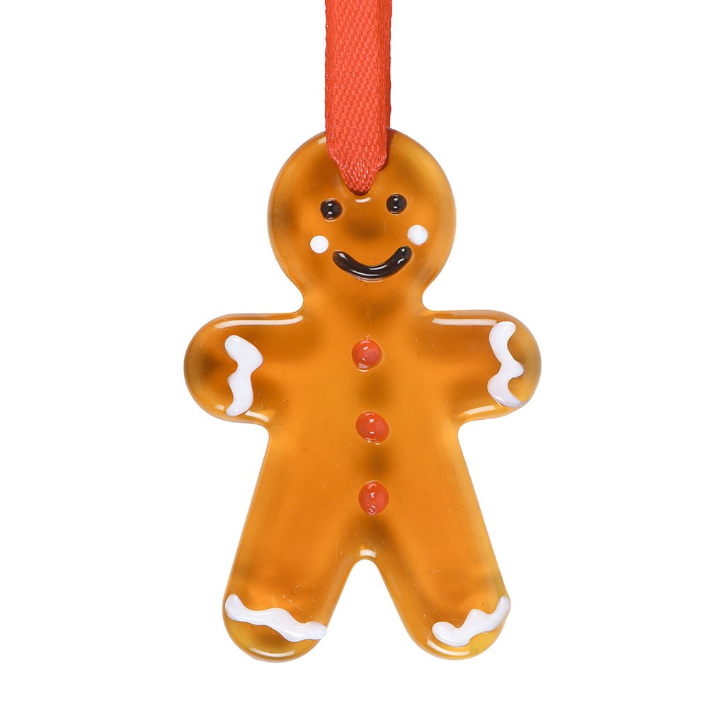 Glass Gingerbread Man Hanging Ornaments