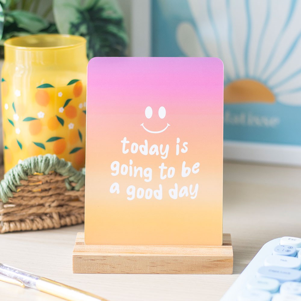 Mindful Moments Affirmation Cards With Wooden Stand