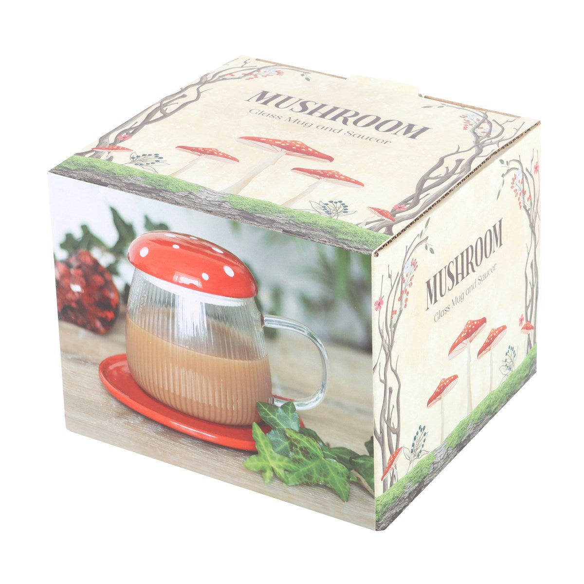 Tasse champignon grise avec couvercle 