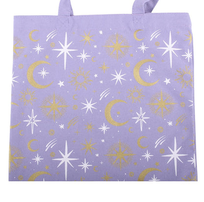 Purple Celestial Print Tote Bag