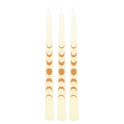 Off White Moon Phases Taper Dinner Candles