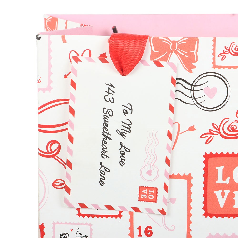 Valentine Postage Stamp Print Gift Bag
