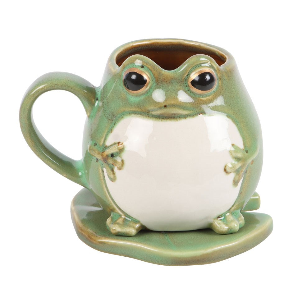 Frog Shaped Mug And Lily Pad Saucer