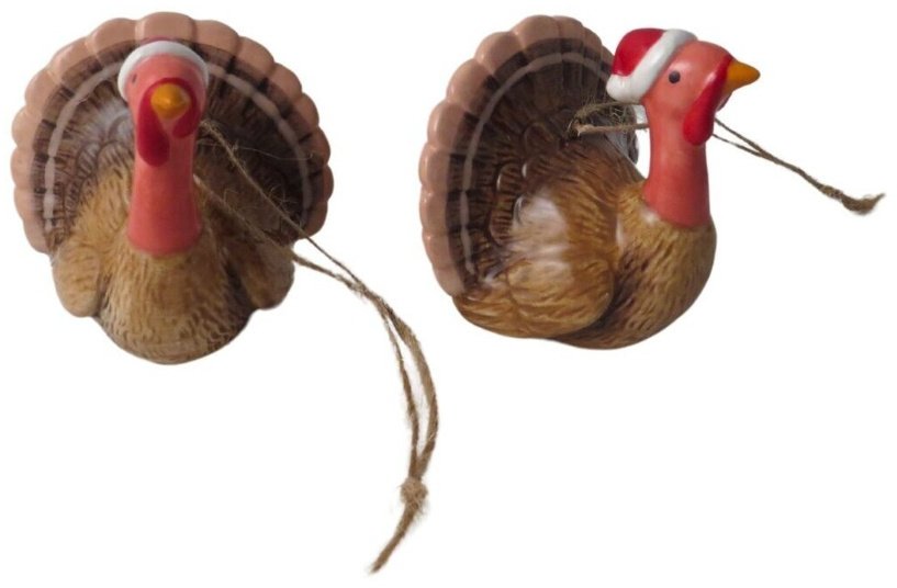 Turkey With Xmas Hat Tree Decoration, 6.5Cm