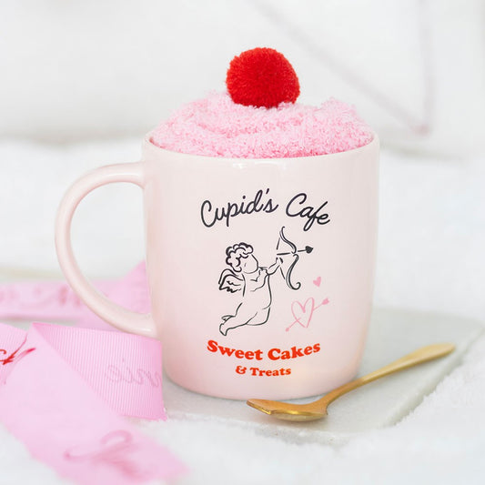 Cupid's Cafe Mug, Spoon And Socks Set