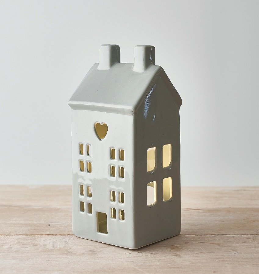 Dainty Grey Houses T-Light Holder - 3 Sizes