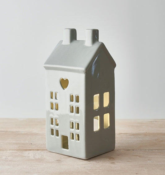 Dainty Grey Houses T-Light Holder - 3 Sizes