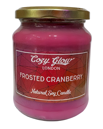 Bougie de soja aux canneberges givrées festives