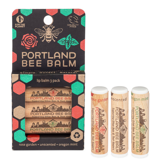 Portland Bee Balm's Assorted 3-Pack (Oregon Mint, Rose Garden, Unscented)