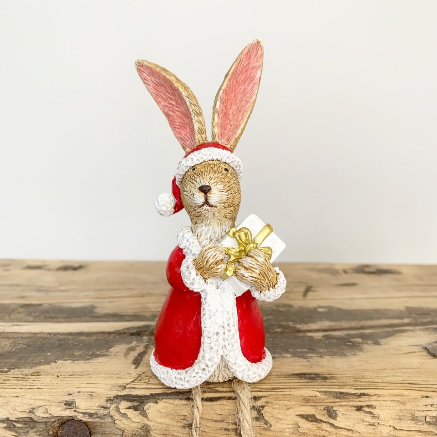 Sitting Santa Rabbit With Present