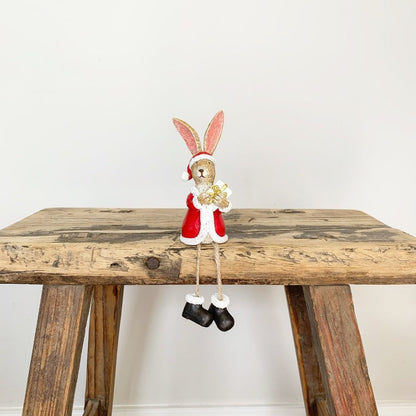 Sitting Santa Rabbit With Present