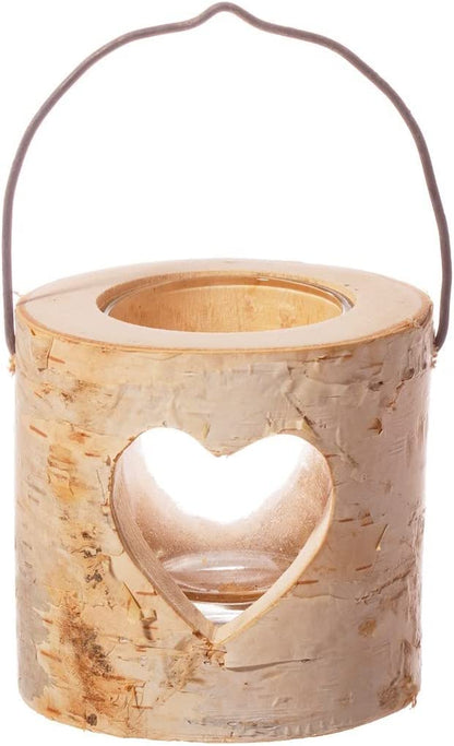 Wooden Birch Heart Tea Light