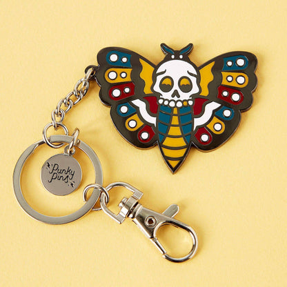 Death Head Moth Tattoo Enamel Keyring