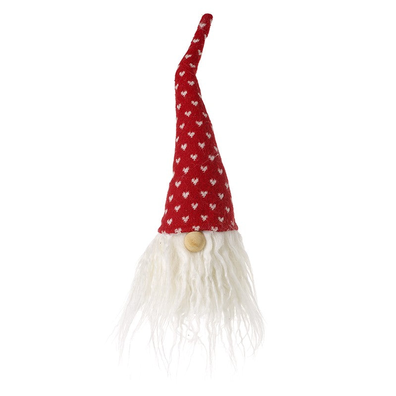Gonk In Tall Red & White Pattern Hat