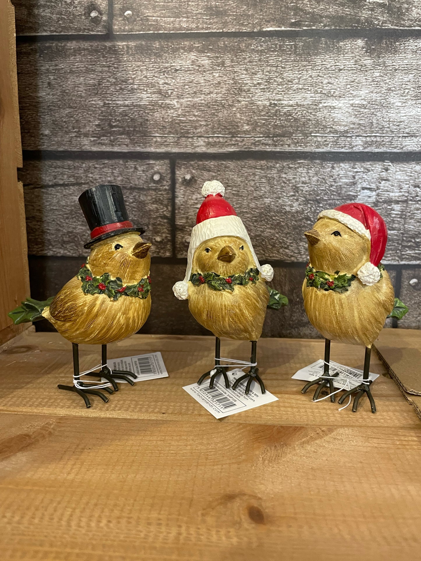 Christmas Resin Birds In Hats