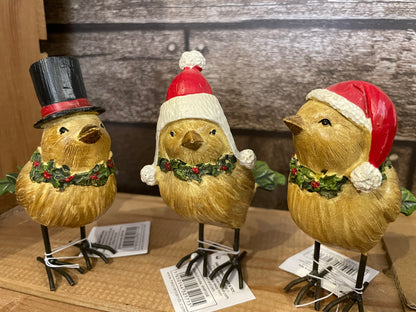 Christmas Resin Birds In Hats