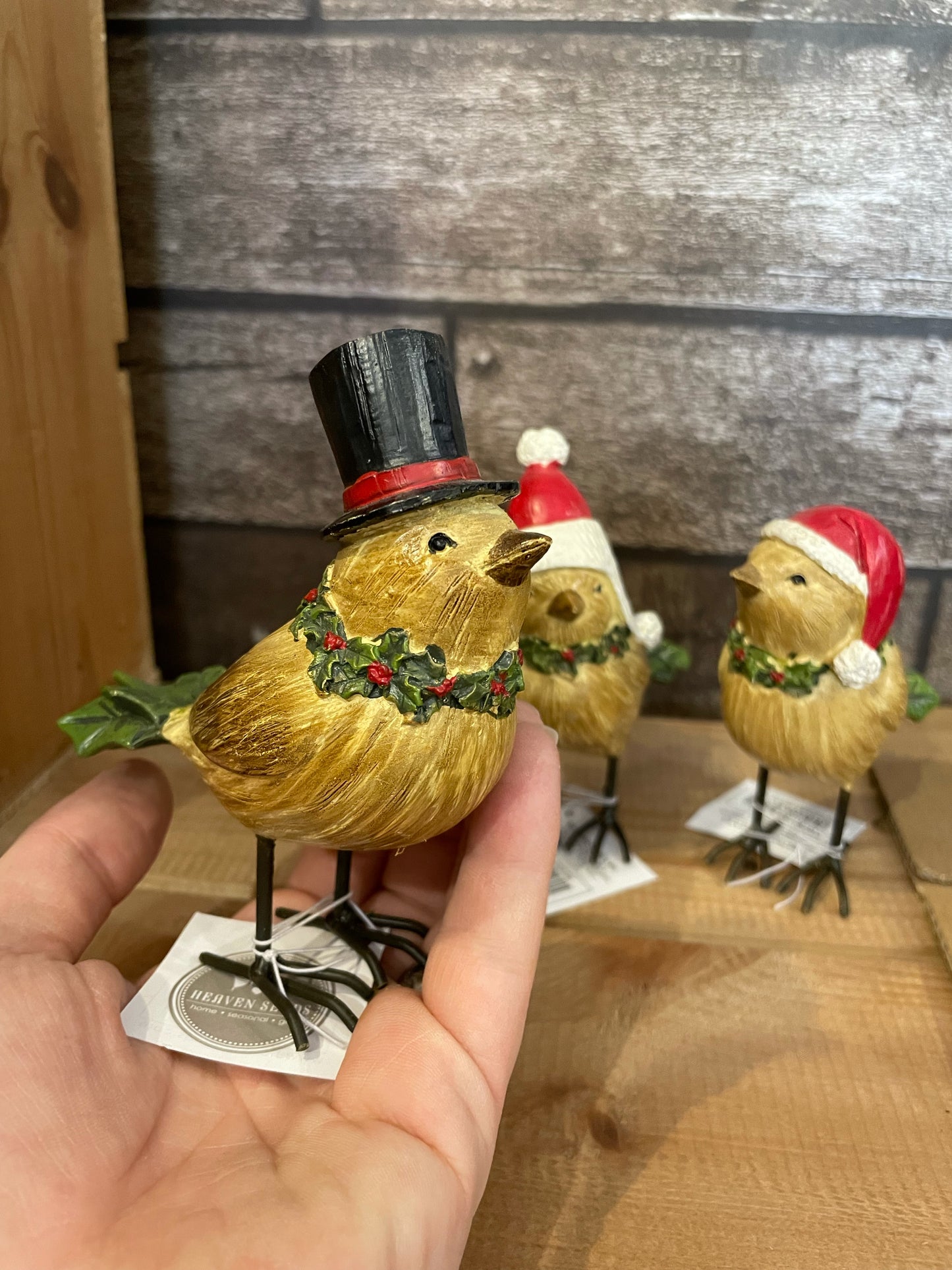 Christmas Resin Birds In Hats