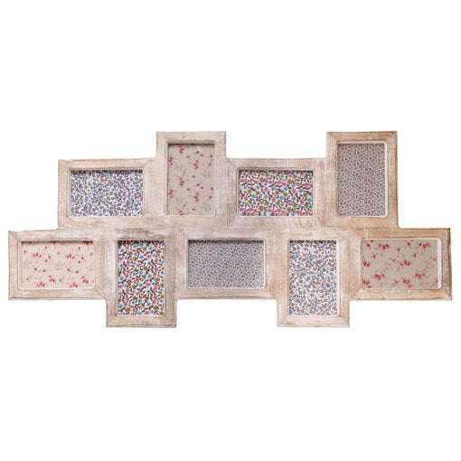 Nine Multi Photo Frame Wood Effect