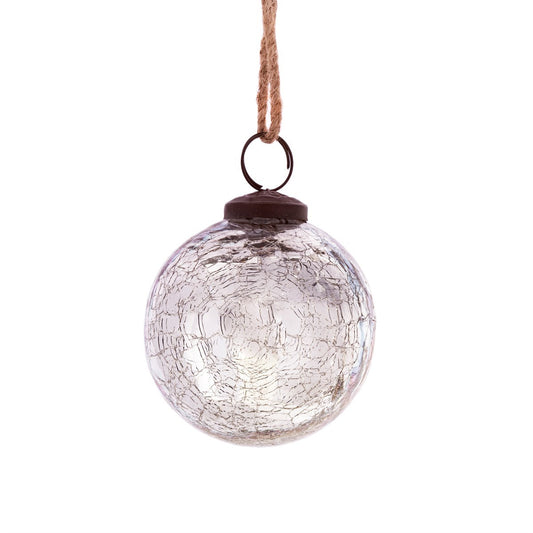 Silver Crackle Recycled Glass Bauble