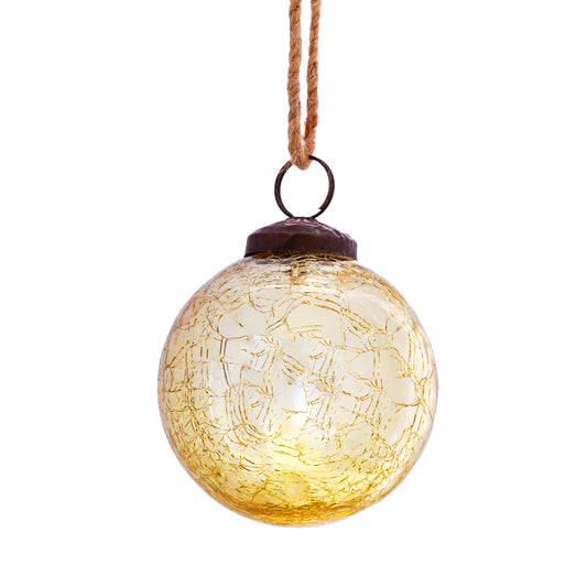 Gold Crackle Recycled Glass Bauble