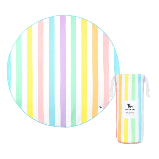 Round Unicorn Rainbow Beach Blanket - Towel for Two - 100% Recycled