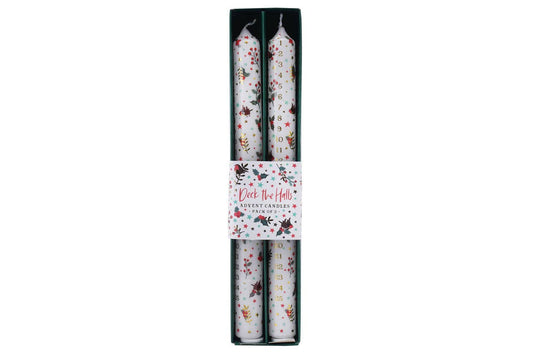 Christmas Deck The Halls Pack of 2 Advent Candles