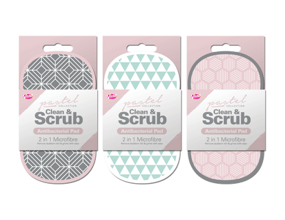 2 in 1 Antibacterial Scrubbing Pad - Pastel