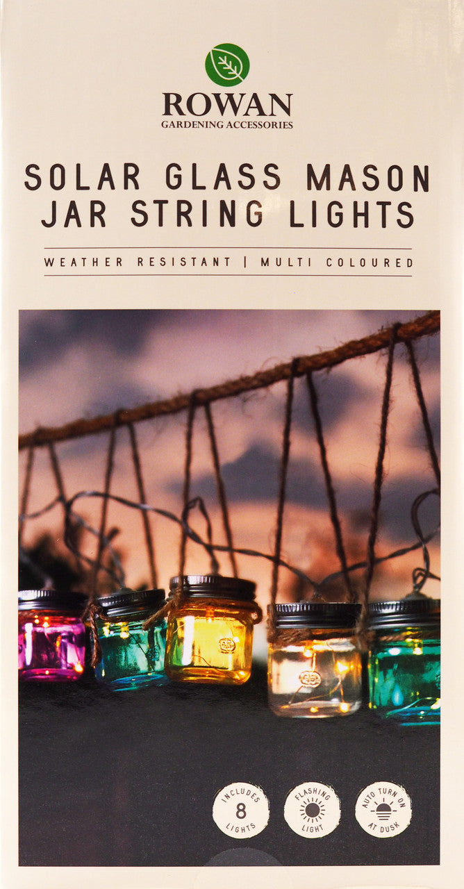 8 Solar Glass Mason Jar String Lights