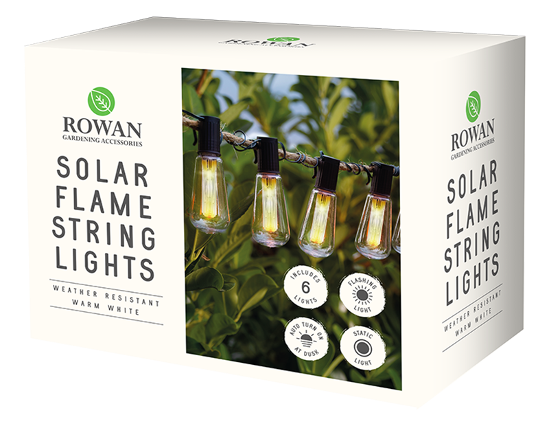 Solar Flickering Flame String Lights x 6