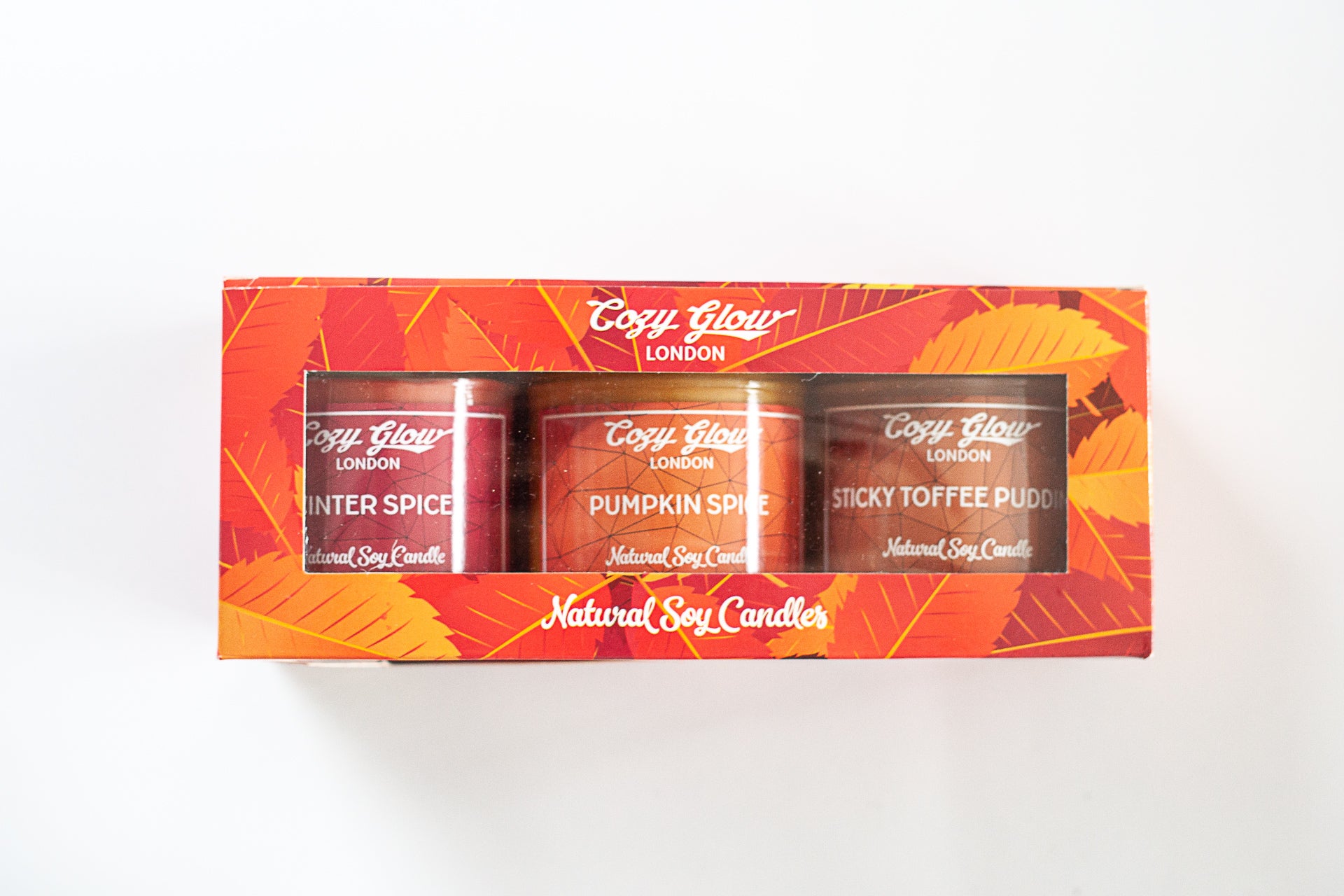 Cozy Glow Halloween Regular Soy Candles Trio
Pumpkin Spice, Winter Spice, & Sticky Toffee Pudding