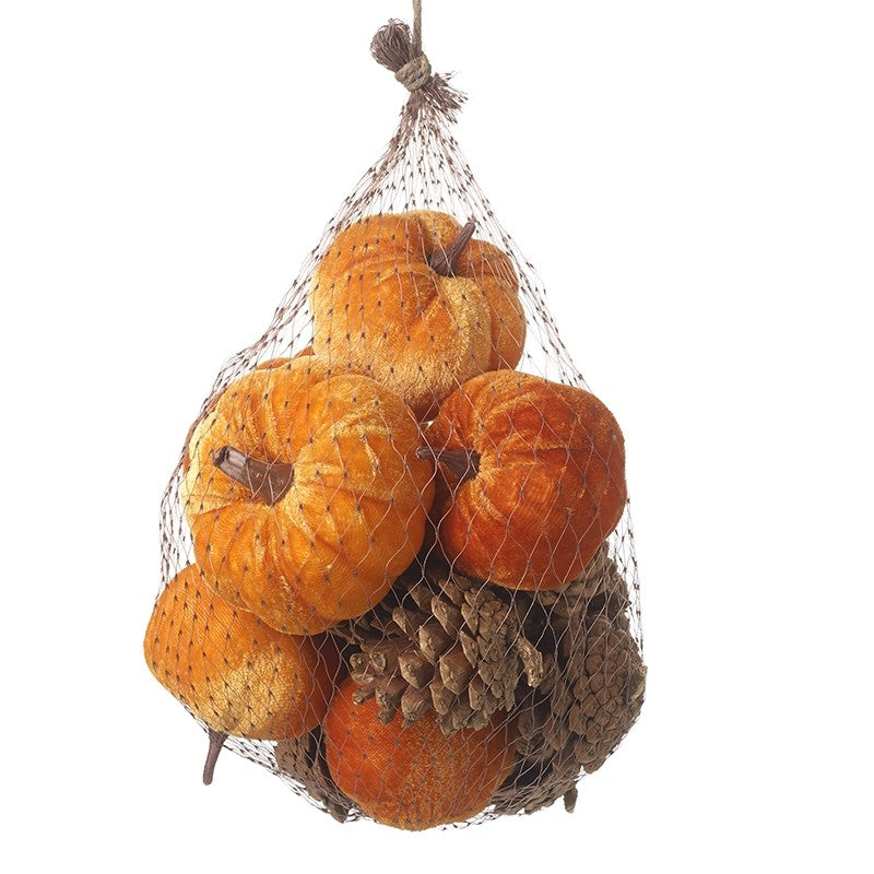 Ensemble de décoration citrouille en velours / Gord et pomme de pin 